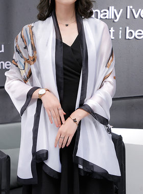 杭州丝绸丝巾女气质百搭披肩围巾两用夏季春秋超长薄款大纱巾