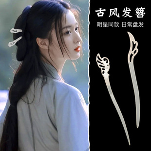 仿白玉晴水素白发簪女夏天简约现代簪子古风中式发钗汉服钗子发饰