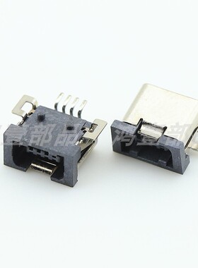 迷你USB数据连接器 4脚带定位柱贴片插座 MINI接口母座 US01-075