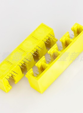 RJ45网络接口电话插座 8P8C 4位一体 90度黄色全塑RJ45-56-4PA01
