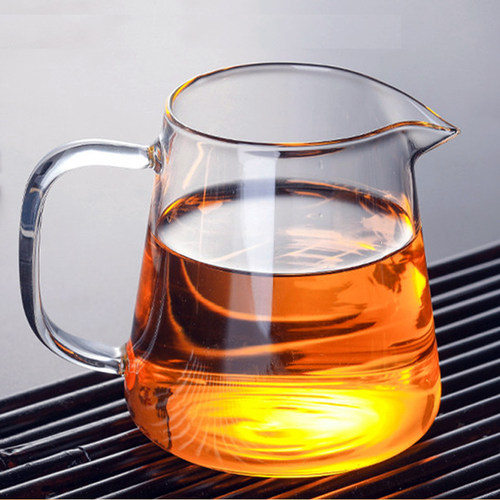 加厚公道杯玻璃耐热高档大号侧把月牙茶漏一体透明茶水分茶器公杯