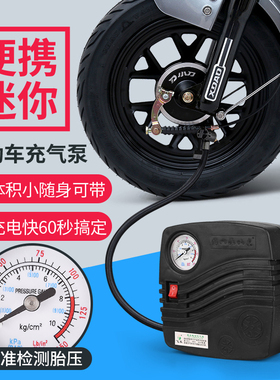 电动车电动车可携式车载打气筒电动打气机36V48V60V72V通用打气泵