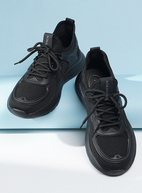 奥康男鞋2025春秋新款黑色日常轻便透气休闲男士网面鞋