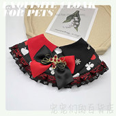 ins 柯基柴犬猫咪网红披风穿搭配饰 风宠物围兜红黑扑克洛丽塔款