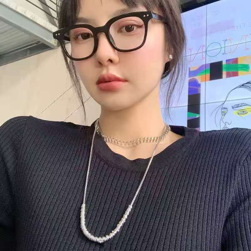 张绮贤同款做旧金属项链小众设计网红钱多多秋冬长款毛衣链女
