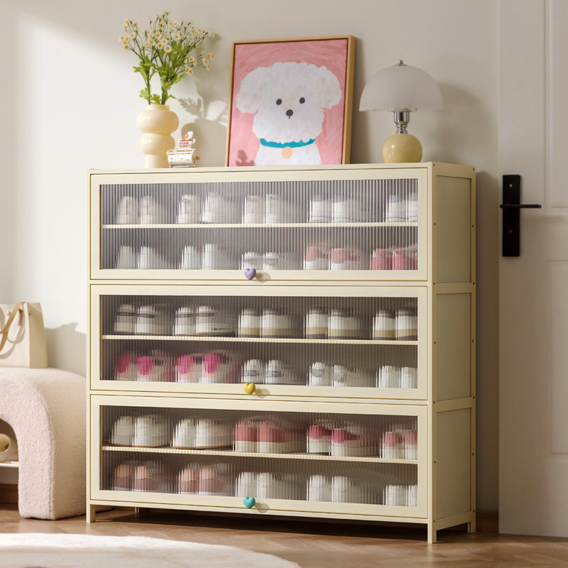 网红爆款奶油风实木防尘鞋柜家用门口楼道玄关大容量鞋架收纳柜子,收纳整理,鞋柜,淘宝优惠券,粉丝福利购,淘宝优惠卷