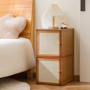 实木多功能可叠加杂物收纳盒收纳箱夹缝床头柜迷你小型极窄床边柜