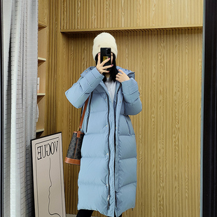 2025新款 诗都奇95白鹅绒加长过膝羽绒服女加厚连帽保暖鹅绒服外套
