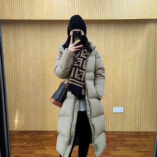 诗都奇轻奢泡芙95白鹅绒羽绒服女加长过膝2025新款 加厚连帽面包服