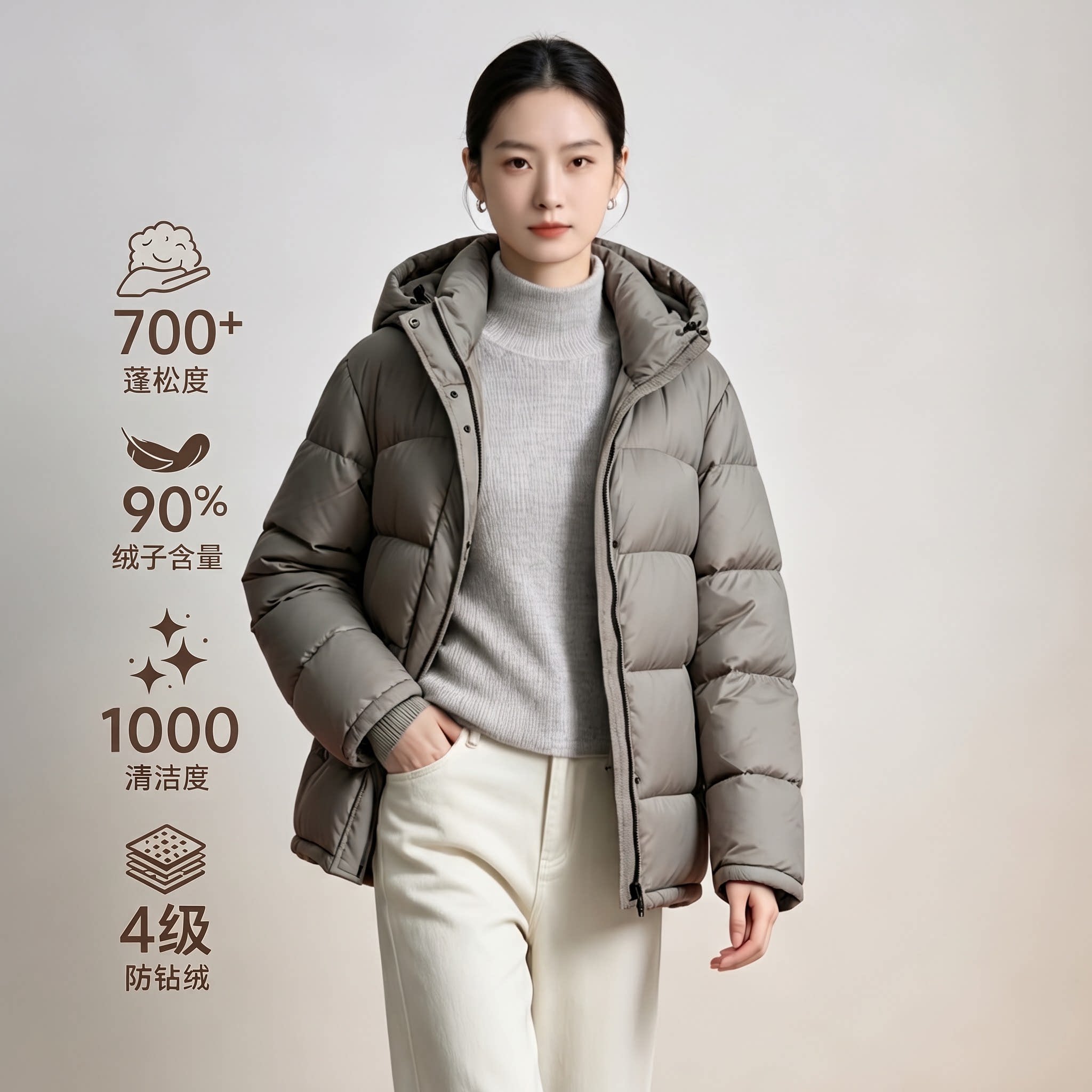 诗都奇超轻90白鹅绒女款羽绒服