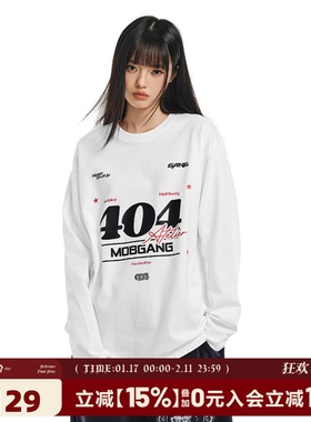 404MOB美式街头字母印花长袖T恤2026春秋男女体恤休闲打底衫上衣