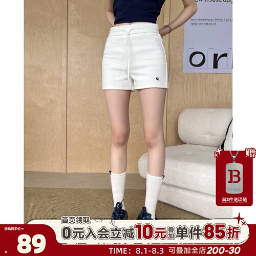 404MOB运动针织抽绳短裤刺绣logo户外跑步健身透气夏季休闲裤子女