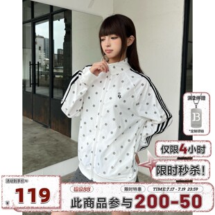404MOB波点撞色织带防晒服女外套白色上衣夏季运动轻薄防晒衣女款