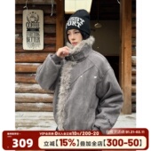 404MOB重磅保暖麂皮座山雕棉服外套秋冬保暖毛领棉袄情侣百搭棉衣