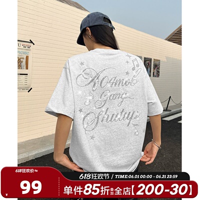 404MOB超火烫钻水钻LOGOT恤
