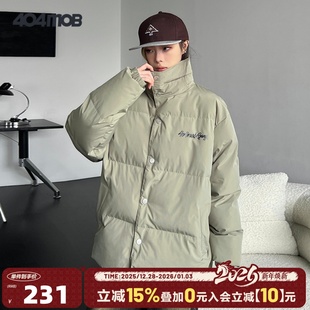 404MOB加厚三防保暖棉服棉衣外套男美式 撞色翻领单排扣宽松面包服