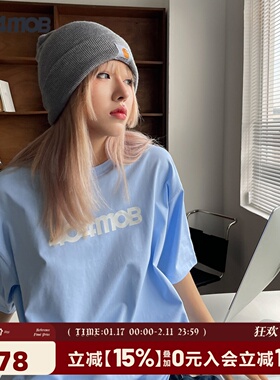 404MOB基础多色圆领2024夏季半袖打底衫纯色宽松短袖情侣T恤男女