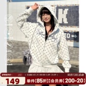 春秋加绒厚外套 短款 404MOB刺绣可爱耳朵复古波点连帽开衫 卫衣女款