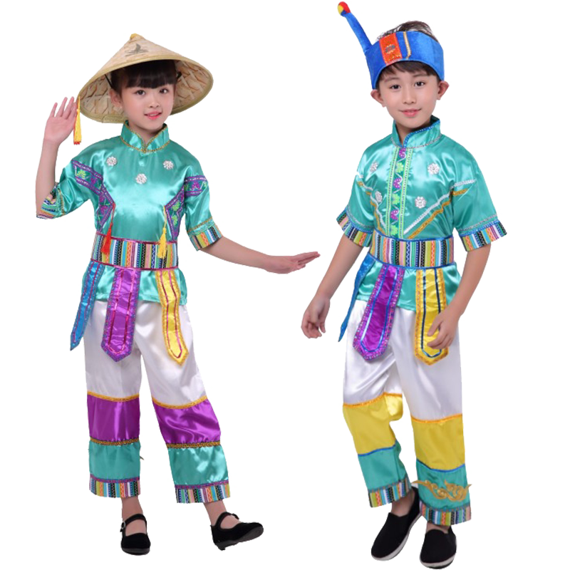 六一小学生女童毛南族舞蹈表演服