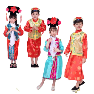新款儿童少数民族风满族表演服装幼儿园格格演出服男女舞台舞蹈服