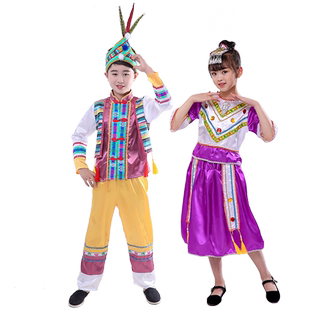 儿童56少数民族风仫佬族舞台演出服装男女童小学幼儿园学校表演服