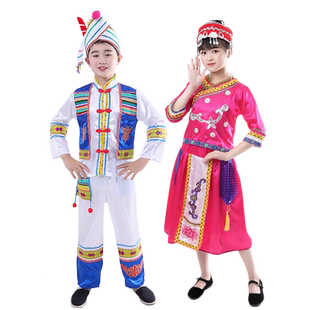 儿童少数民族风舞台剧表演服装普米族幼儿中小学男女童舞蹈演出服