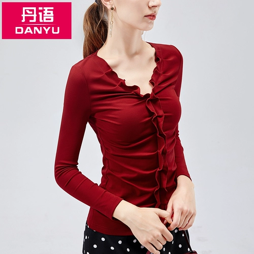 丹语 Футболка, сексуальный лонгслив, дизайнерский приталенный корсет, V-образный вырез, тренд сезона