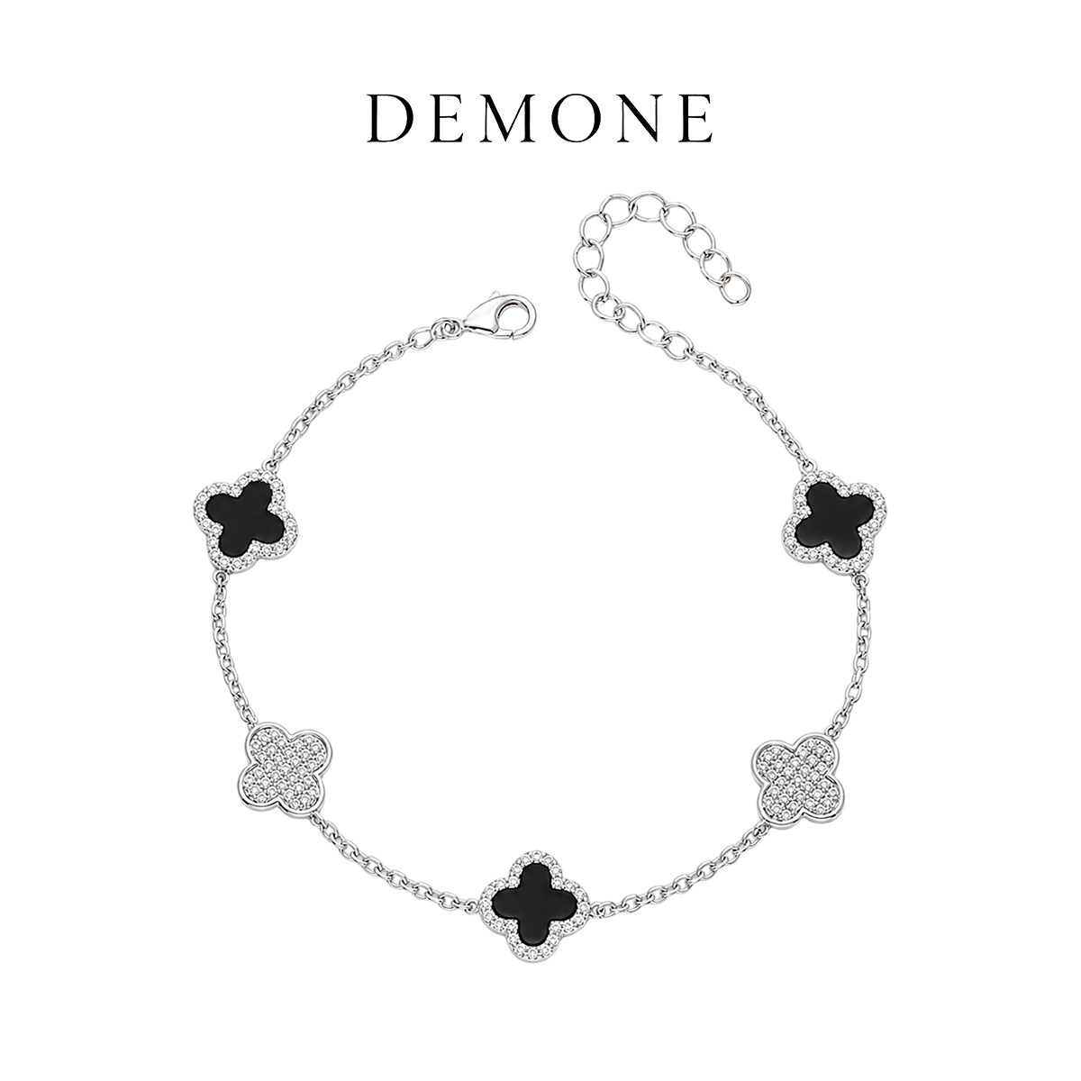 DEMONE/黛慕妮手链S925银新款百搭四叶草饰品节日生日礼物送女友