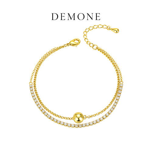 DEMONE/黛慕妮简约通勤925银手链双层小众高级感百搭银饰手镯七夕