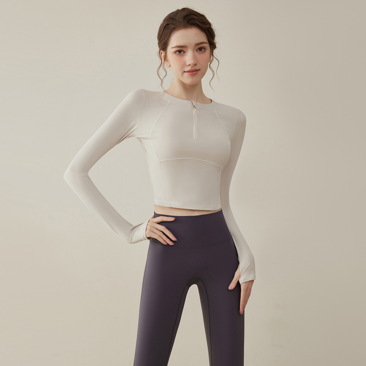 瑜伽服套装女长袖普拉提健身跑步