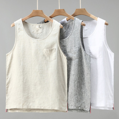 萨法瑞男士亚麻夏季背心夏季亚麻