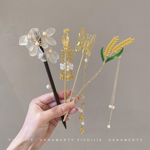 盘发簪子发钗现代简约挽发钗子