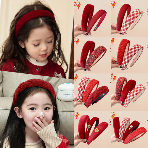 新年红色发箍女儿童2025新款压发