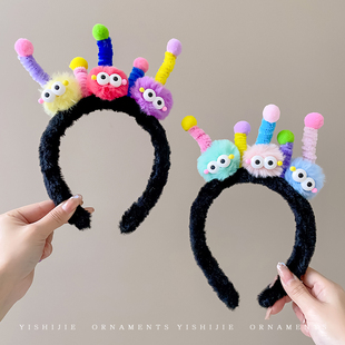 毛绒小怪兽发箍女款 敷面膜发捆头饰 趣味搞怪发卡洗脸专用头箍夏季