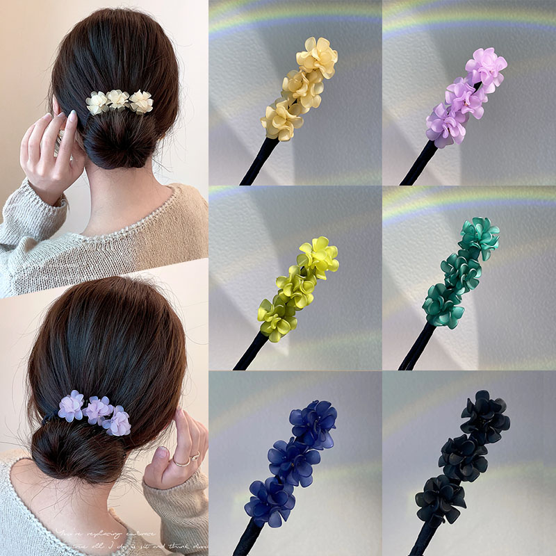 绣球花盘发棒女2025新款丸子头盘发神器发饰亚克力花苞头头花头饰