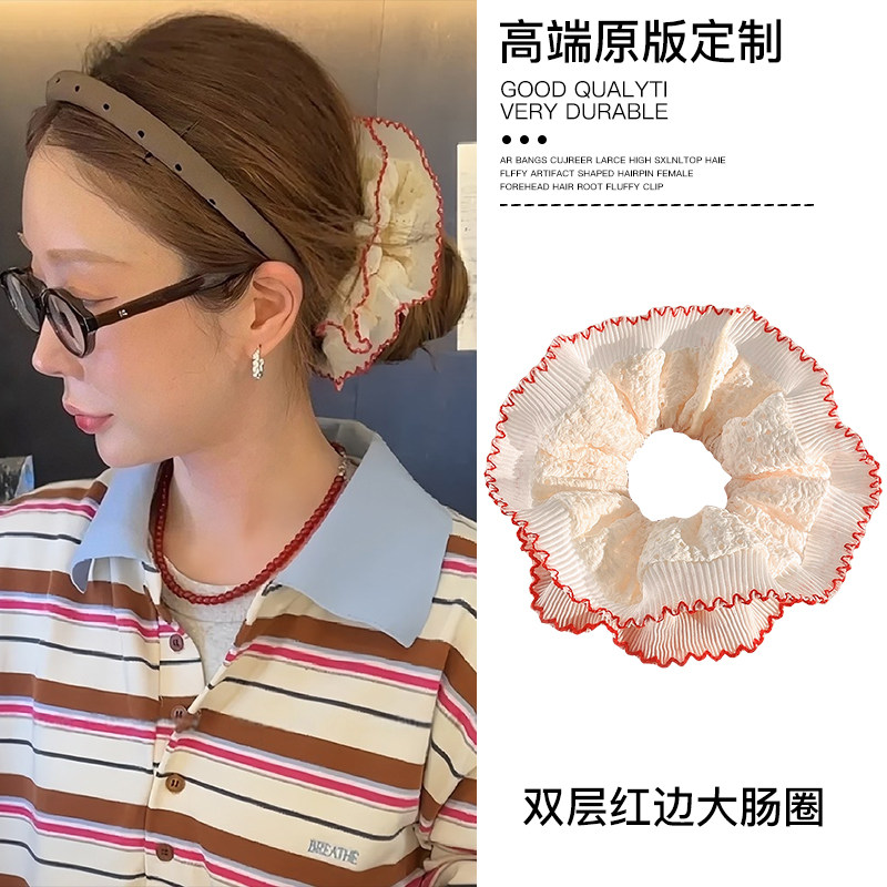 双层蕾丝花边大肠发圈女扎头头绳超大丸子头头花发绳马尾皮筋头饰,饰品/流行首饰/时尚饰品新,发饰,淘宝优惠券,粉丝福利购,淘宝优惠卷