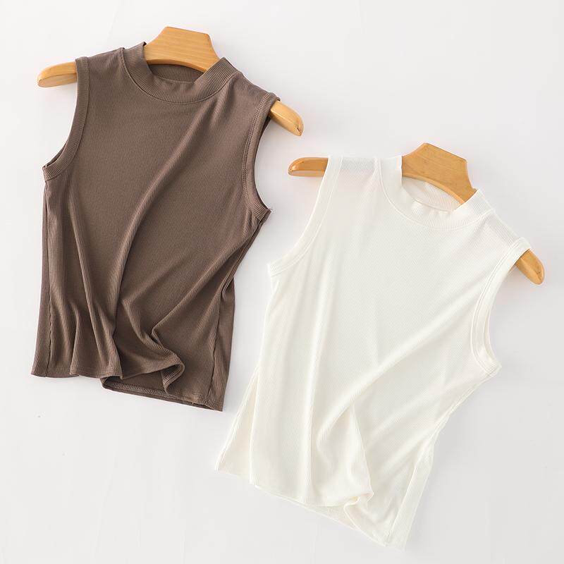 莫代尔螺纹2025新款宽肩背心吊带女修身遮副乳无袖圆领T恤女上衣