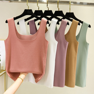 2020秋冬新款 德绒背心女低领加绒加厚吊带女内搭打底无痕保暖内衣