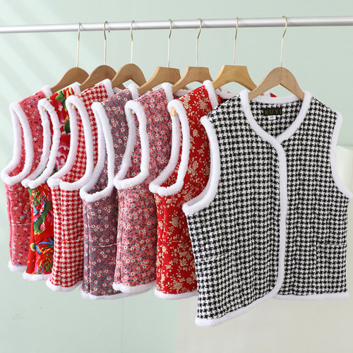 国风碎花棉马甲女秋冬百搭