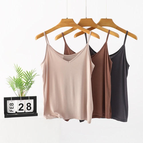 莫代尔吊带女无袖V领春夏季内穿显瘦打底衫大码内搭薄款上衣背心