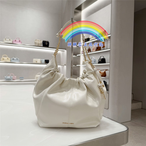 CHARLES&KEITH小CK2-40151610带包挂油蜡皮大容量托特包hobo福袋