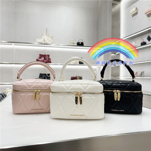 CHARLES&KEITH小CK2-80782534菱格链条手提斜挎小方包水桶包女包