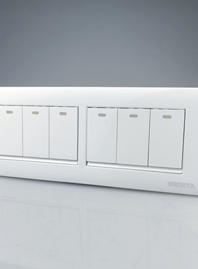 118型暗装四位小六开双控开关白色金色长方形的长条开关家用多开