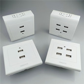 暗装 USB插座86型面板二四孔家用220伏工地36V转5伏USB插座 明装