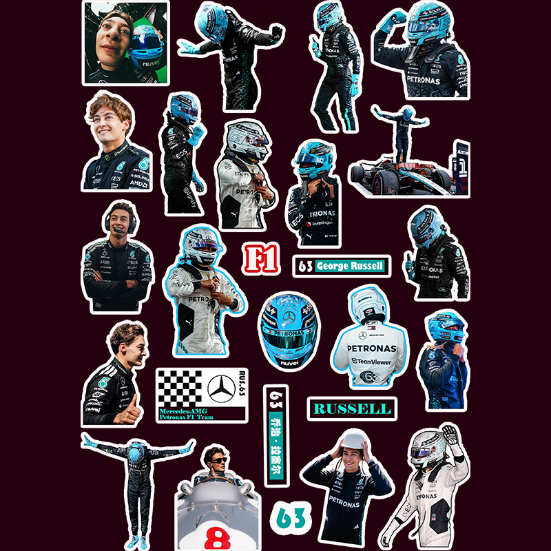 乔治拉塞尔贴纸F1周边贴画赛车