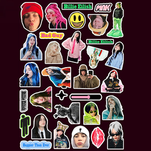 BillieEilish碧梨贴纸防水自制欧美明星手账手机壳同款电脑装饰贴