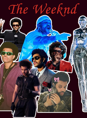 50贴威肯The Weeknd周边贴画贴纸卡贴手机壳同款素材欧美rapper