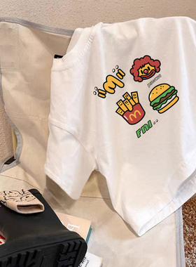 童装儿童纯棉T恤夏装宝宝纯棉短袖体恤衫宝宝宽松洋气白色上衣潮