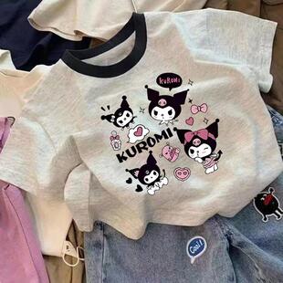 儿童短袖新款卡通纯棉夏季T恤男童女童宝宝圆领印花上衣百搭半袖