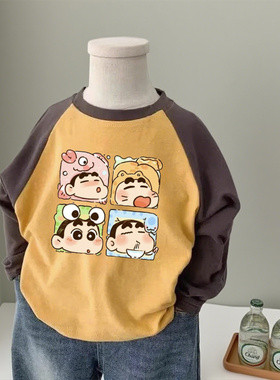 儿童休闲长袖T恤春秋新款童装中小童宝宝痞帅炸街圆领上衣打底衫